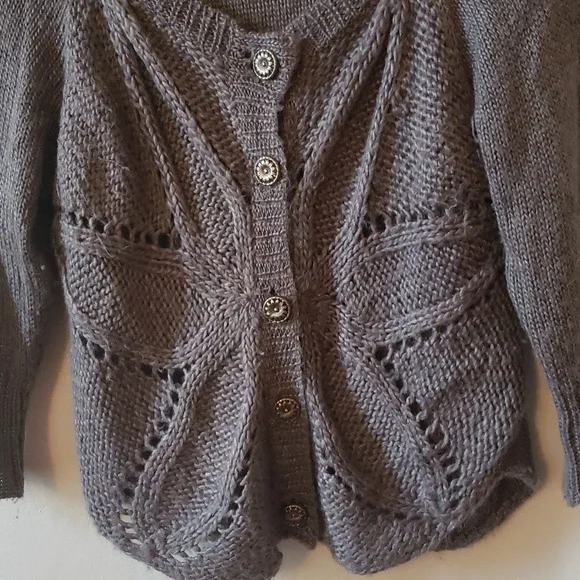 American Rag | Heather Grey Knit Button-Up Cardigan | Juniors M - Picture 2 of 5